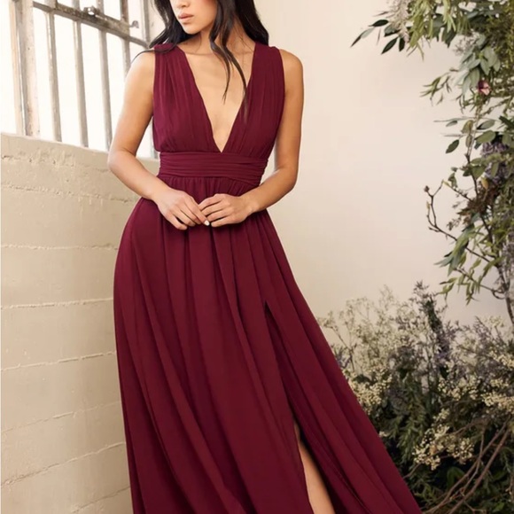 Lulus Heavenly Hues Burgundy Maxi Dress - Picture 2 of 8